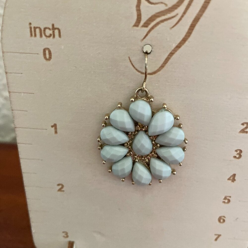 Bundle 3 for $12. Light Blue and Gold Tone Dangle Earrings